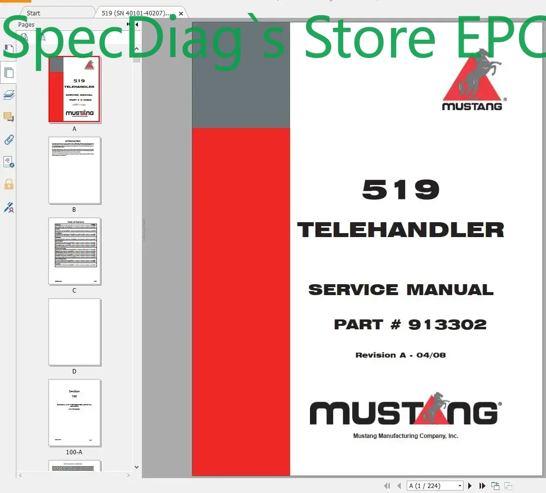 SpecDiag Mustang Makine Ağır İ - Heavy Equipment Pdf incelemesi ve fiyatı