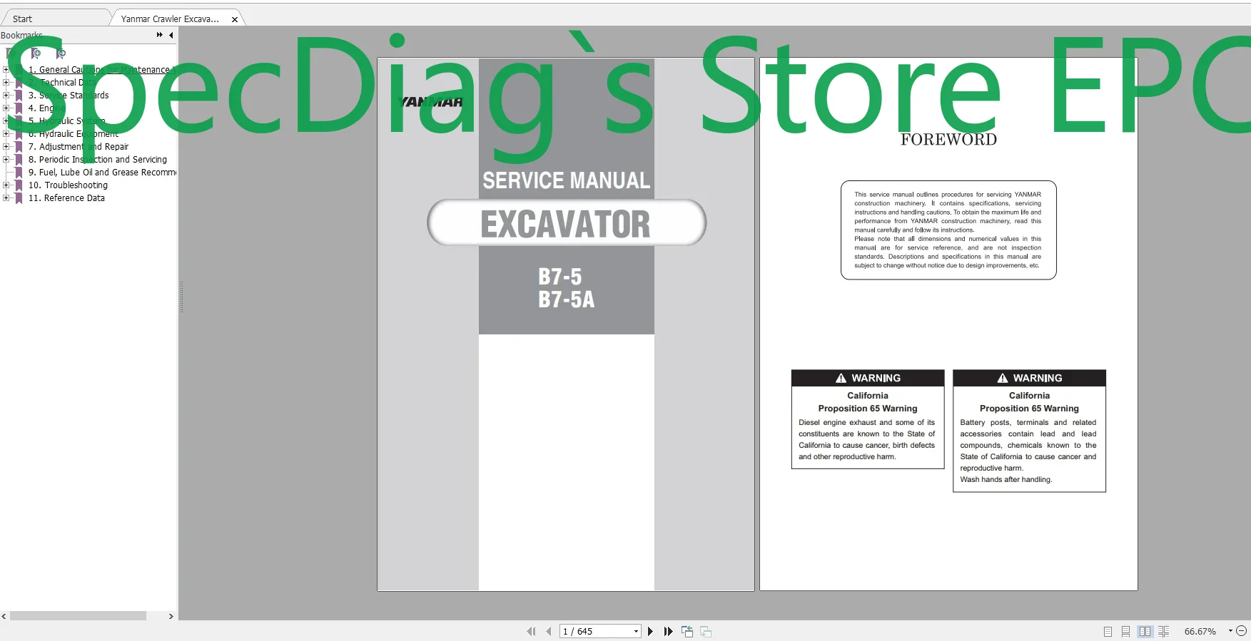 SpecDiag Yanmar Ağır İş Makine - Heavy Equipment Pdf incelemesi ve fiyatı